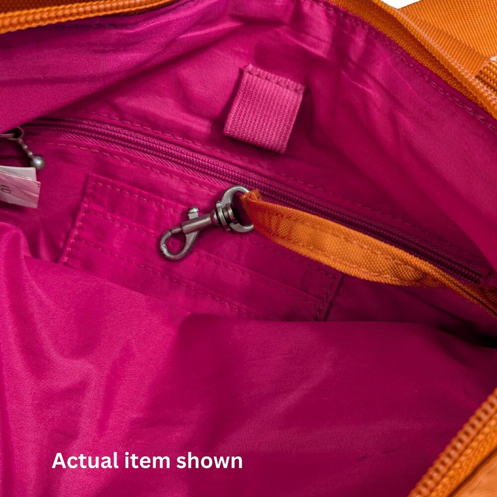 🧡 Baggallini Orange Nylon Crossbody Bag Travel Organizer Purse 10x10 - Picture 5 of 10